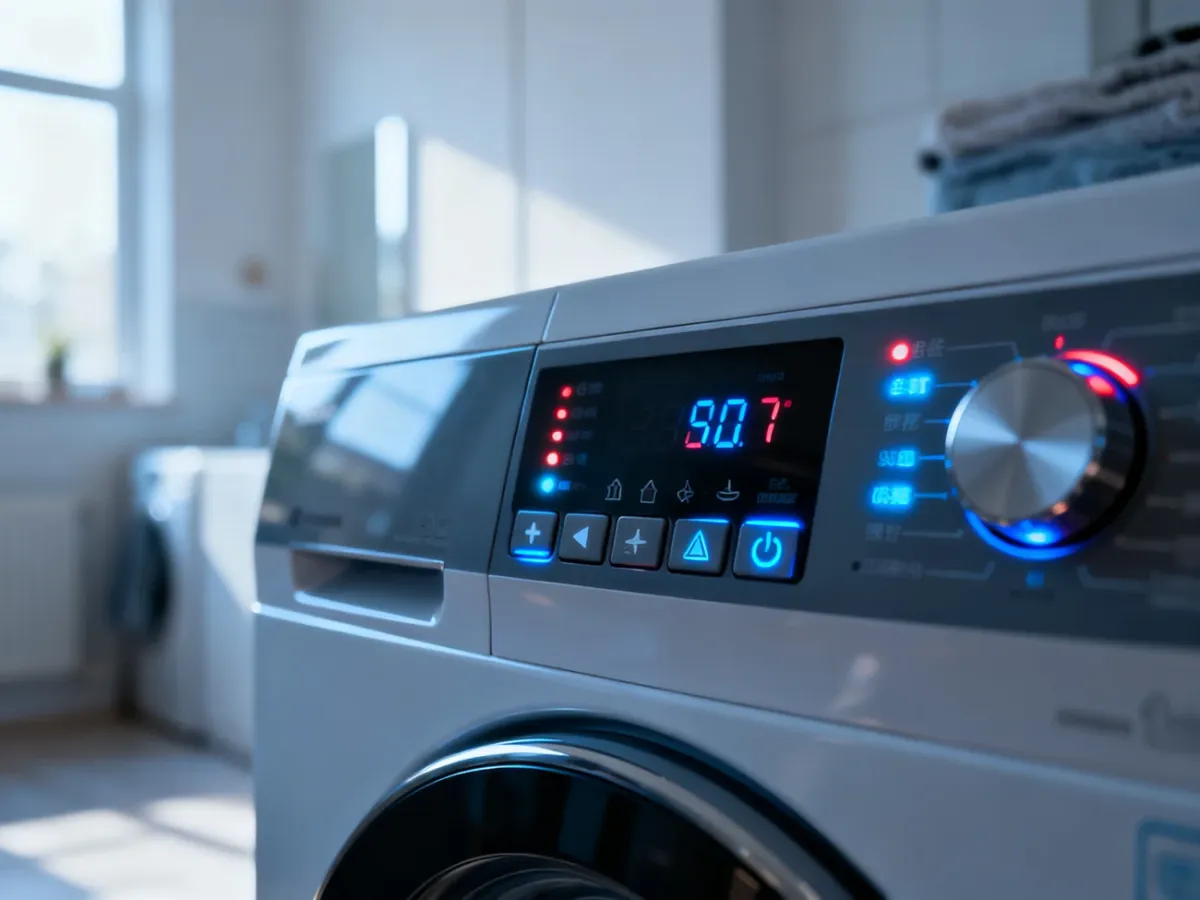 Panel sterowania pralki Electrolux z podświetlanymi ikonami i wyświetlaczem, gotowy do obsługi ustawień i resetu urządzenia.